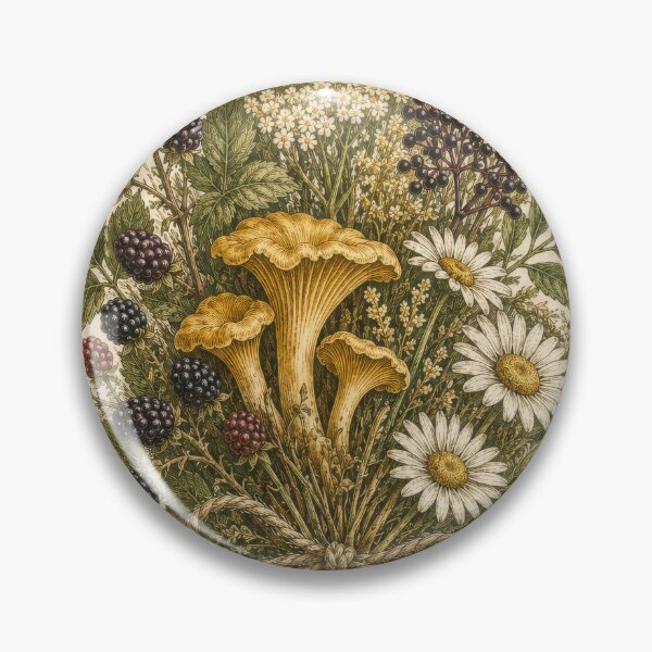 Item preview, Summer Forager's Bundle - Wild Berry & Chanterelle Botanical Engraving designed and sold by ForageKitchen.