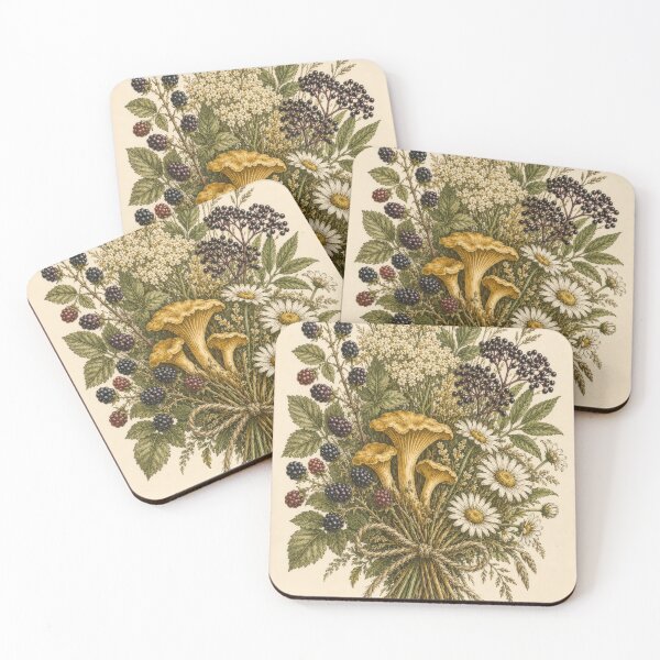 Item preview, Summer Forager's Bundle - Wild Berry & Chanterelle Botanical Engraving designed and sold by ForageKitchen.