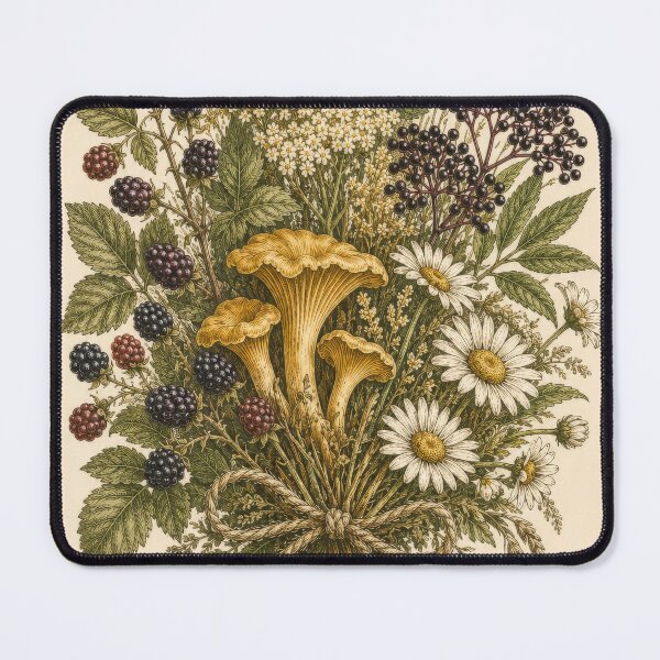 Item preview, Summer Forager's Bundle - Wild Berry & Chanterelle Botanical Engraving designed and sold by ForageKitchen.
