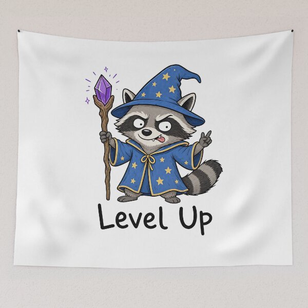 Item preview, Raccoon Wizard – Level Up Fantasy Art designed and sold by QuirkyCloud Designs.