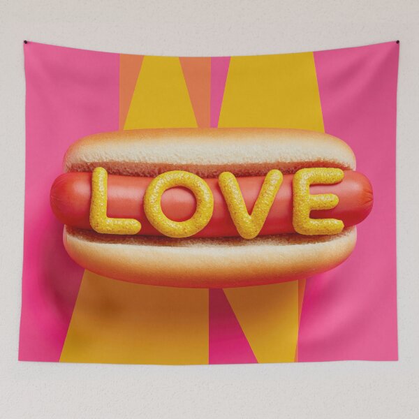 Item preview, Hot Dog Lovers Funny Fast Food Design with Love Mustard Typography designed and sold by WordPlayStudio.