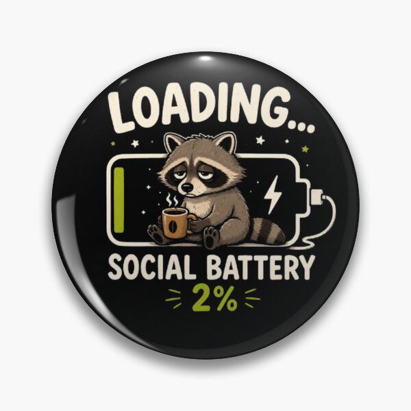 Item preview, Loading... Social Battery 2% Funny Introvert Raccoon Meme Cute Coffee Sticker designed and sold by TulipsArtDesigns .
