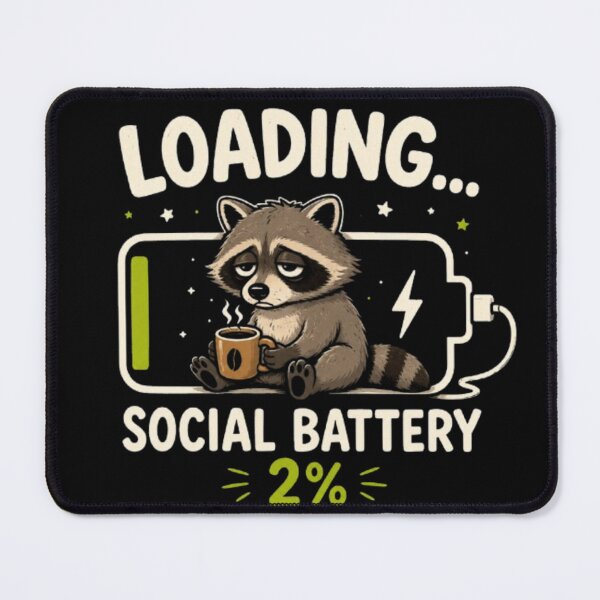 Item preview, Loading... Social Battery 2% Funny Introvert Raccoon Meme Cute Coffee Sticker designed and sold by TulipsArtDesigns .