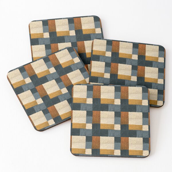 Item preview, Artisan Woven Geometry: Burnt Orange & Slate Blue Abstract designed and sold by TJ Art and Camera.