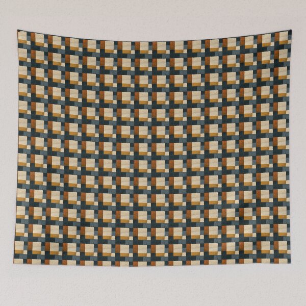 Item preview, Artisan Woven Geometry: Burnt Orange & Slate Blue Abstract designed and sold by TJ Art and Camera.