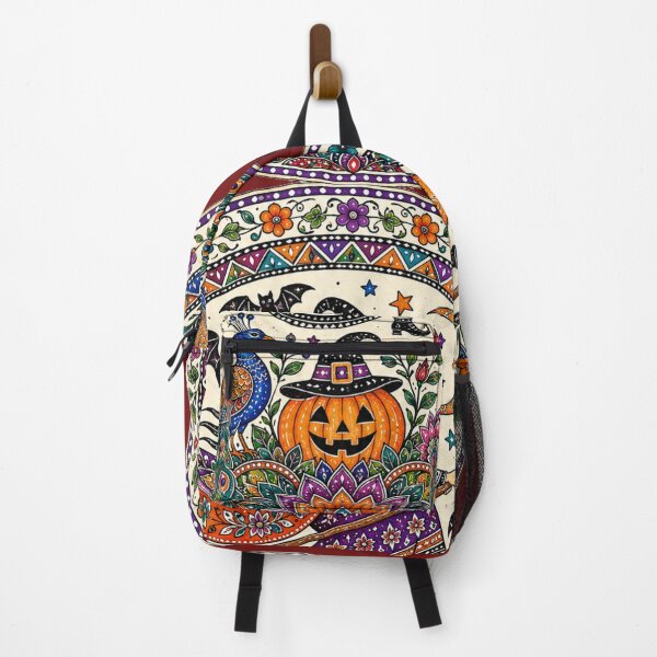 Item preview, An ethnic Madhubani-inspired Halloween witch on a broom in watercolor style designed and sold by Ink Matrix.