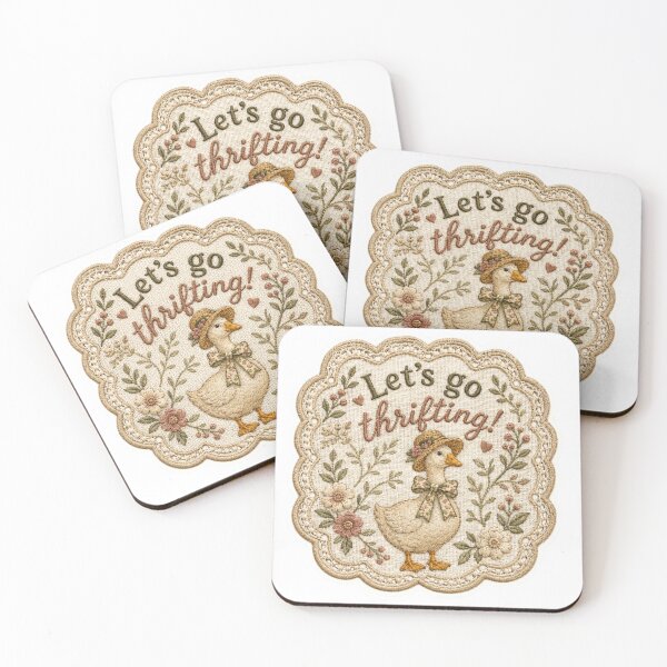 Item preview, Let’s Go Thrifting! Vintage Cottagecore Embroidered Duck Patch designed and sold by Petals and pearls.