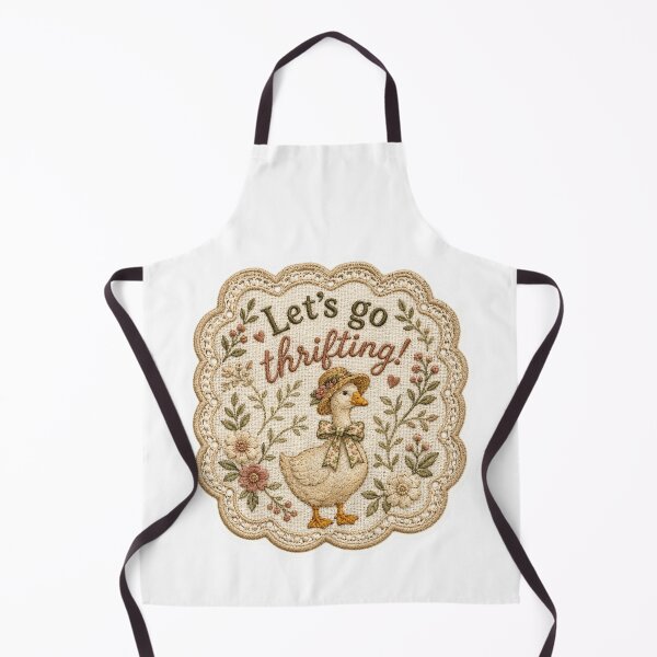 Item preview, Let’s Go Thrifting! Vintage Cottagecore Embroidered Duck Patch designed and sold by Petals and pearls.