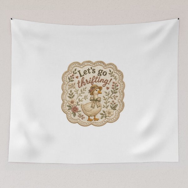 Item preview, Let’s Go Thrifting! Vintage Cottagecore Embroidered Duck Patch designed and sold by Petals and pearls.