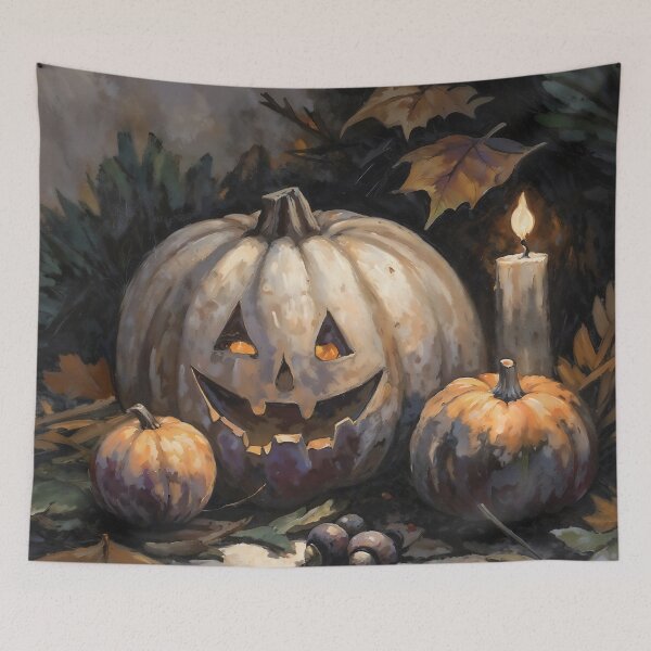 Item preview, Spooky Halloween Pumpkin Candle Fall Still Life designed and sold by DarkHolyQueen.