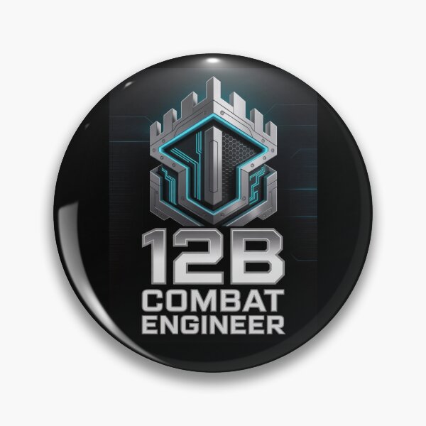 Item preview, 12B Combat Engineer — Futuristic Shield Emblem with Fortified Structure U.S. Army MOS Graphic designed and sold by GFamilyC.