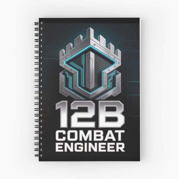 Item preview, 12B Combat Engineer — Futuristic Shield Emblem with Fortified Structure U.S. Army MOS Graphic designed and sold by GFamilyC.