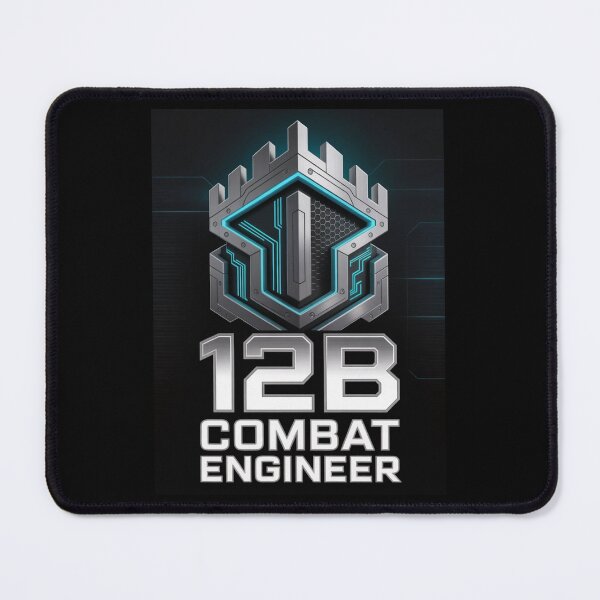 Item preview, 12B Combat Engineer — Futuristic Shield Emblem with Fortified Structure U.S. Army MOS Graphic designed and sold by GFamilyC.