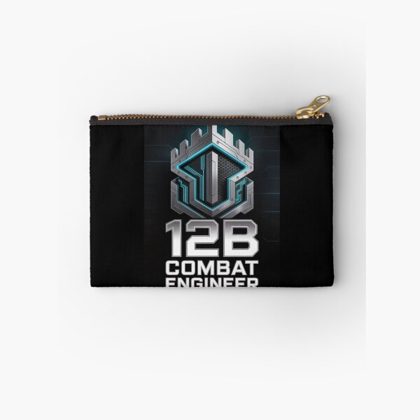 Item preview, 12B Combat Engineer — Futuristic Shield Emblem with Fortified Structure U.S. Army MOS Graphic designed and sold by GFamilyC.