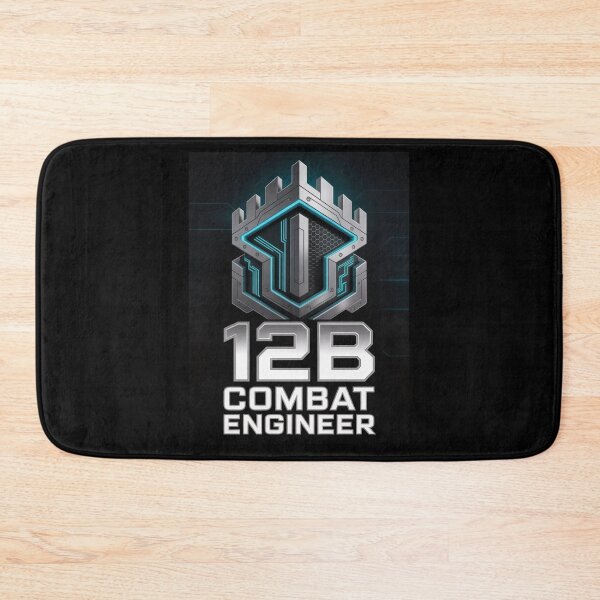 Item preview, 12B Combat Engineer — Futuristic Shield Emblem with Fortified Structure U.S. Army MOS Graphic designed and sold by GFamilyC.