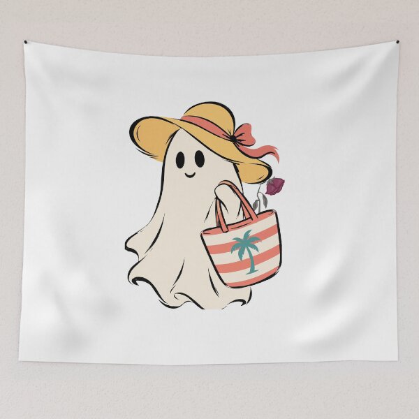Item preview, Cute Summer Ghost with Beach Bag and Rose designed and sold by     Sela Art .