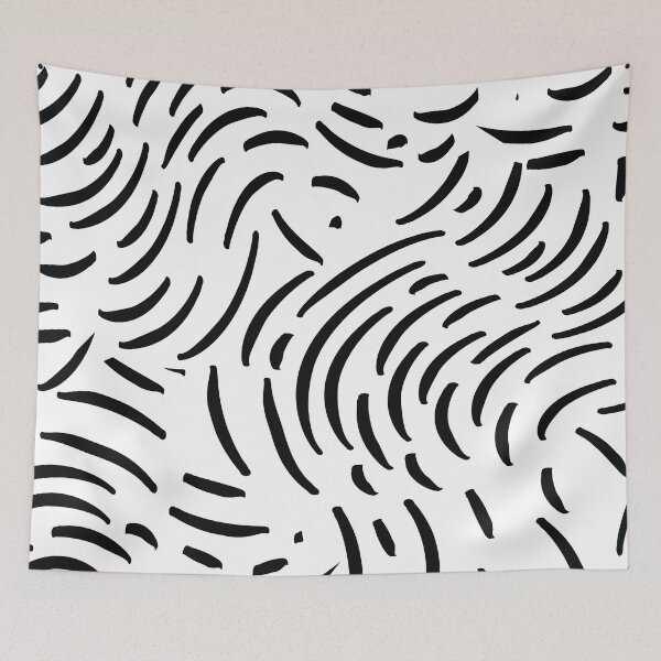 Item preview, Black and White Abstract Waves Pattern Illustration designed and sold by BetweenForms.