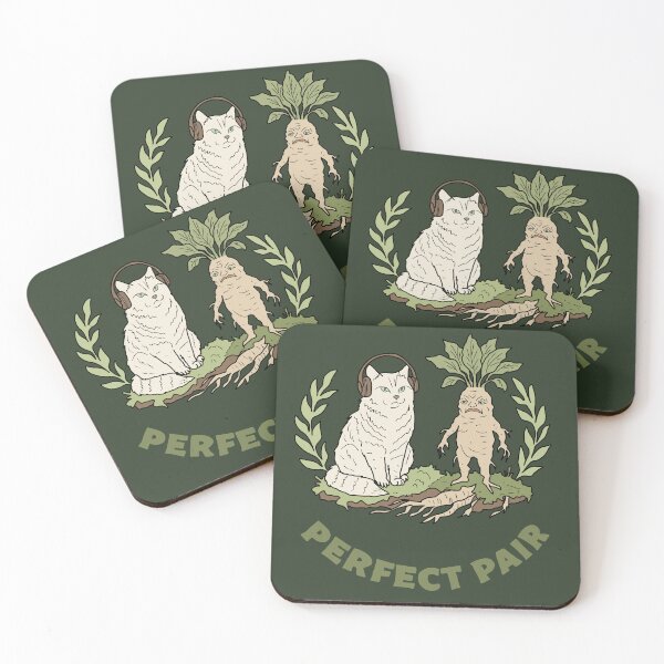 Item preview, Forest Cat and Mandrake Root Perfect Pair Folk Art designed and sold by LeshanArt.
