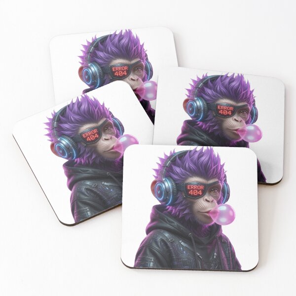 Item preview, Error 404 Cyberpunk Purple Monkey - Dark Glitch Aesthetic designed and sold by BrandenburgKreativ.