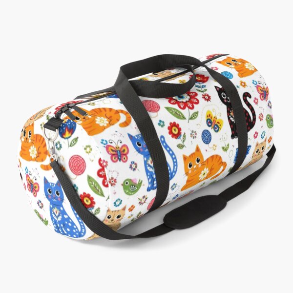Item preview, Colorful Floral Folk Cat Pattern | Kawaii Kitten Pattern on White Background designed and sold by Natalia-Vlad.