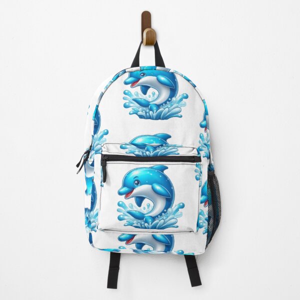 Item preview, Cute Happy Blue Dolphin Jumping Sea Splash Kawaii Ocean Animal Illustration designed and sold by Rostislav Bouda.