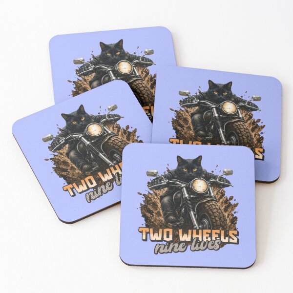 Item preview, Black Cat Biker – Two Wheels Nine Lives Funny Motorcycle Design designed and sold by PixelsPaws.