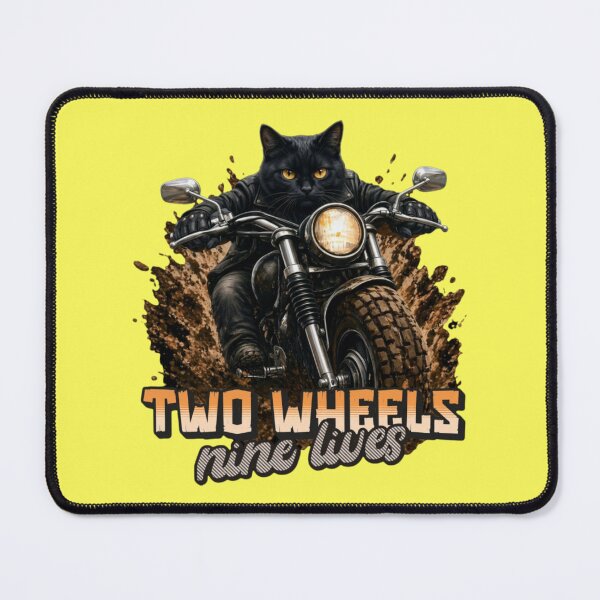 Item preview, Black Cat Biker – Two Wheels Nine Lives Funny Motorcycle Design designed and sold by PixelsPaws.