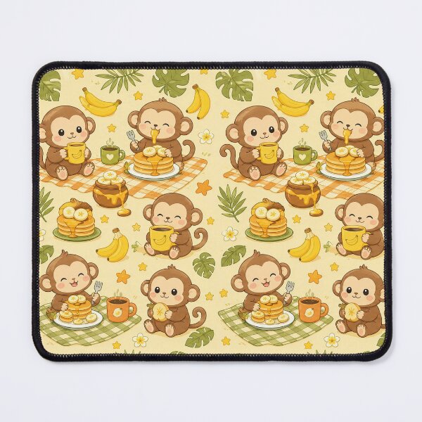 Item preview, Cute Monkey Banana Pancake Pattern | Cozy Kawaii Breakfast designed and sold by Soft Berry Studio.