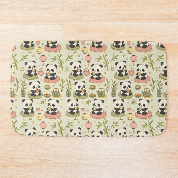 Item preview, Cute Panda Bamboo Tea Time Pattern | Cozy Kawaii Tea Aesthetic designed and sold by Soft Berry Studio.