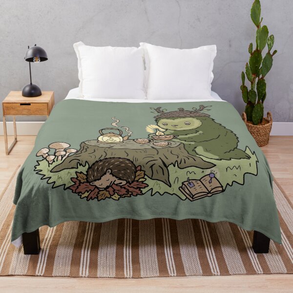 Item preview, Forest Spirit Goblincore Illustration with Sleeping Hedgehog designed and sold by LeshanArt.