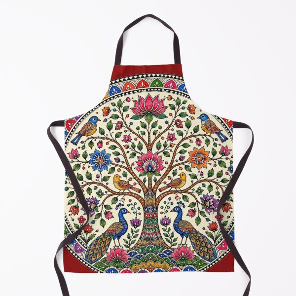 Item preview, A vibrant Madhubani-inspired Tree of Life with graceful peacocks in watercolor style designed and sold by Ink Matrix.