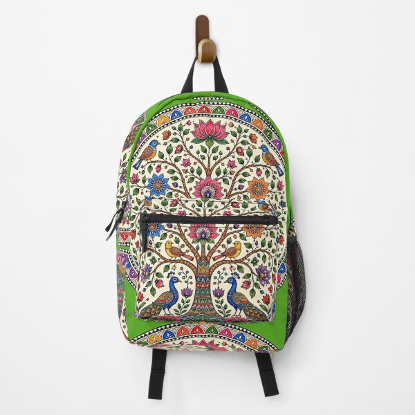 Item preview, A vibrant Madhubani-inspired Tree of Life with graceful peacocks in watercolor style designed and sold by Ink Matrix.