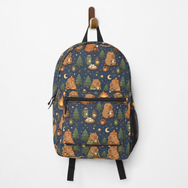 Item preview, Cute Capybara Campfire Pattern | Cozy Kawaii Camping Night designed and sold by Soft Berry Studio.