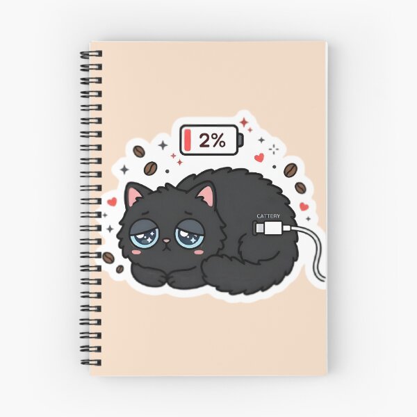 Item preview, 2% Battery Cat - Sleepy Flat Cat Charging Sticker designed and sold by WowDezign.