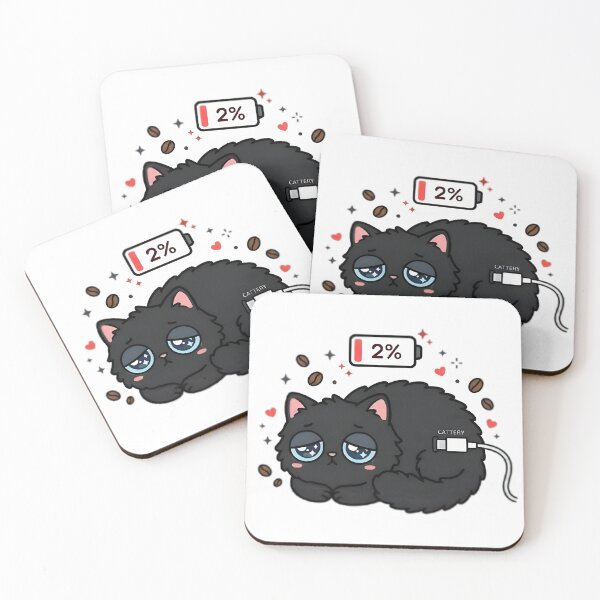 Item preview, 2% Battery Cat - Sleepy Flat Cat Charging Sticker designed and sold by WowDezign.