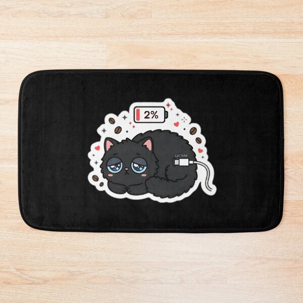 Item preview, 2% Battery Cat - Sleepy Flat Cat Charging Sticker designed and sold by WowDezign.
