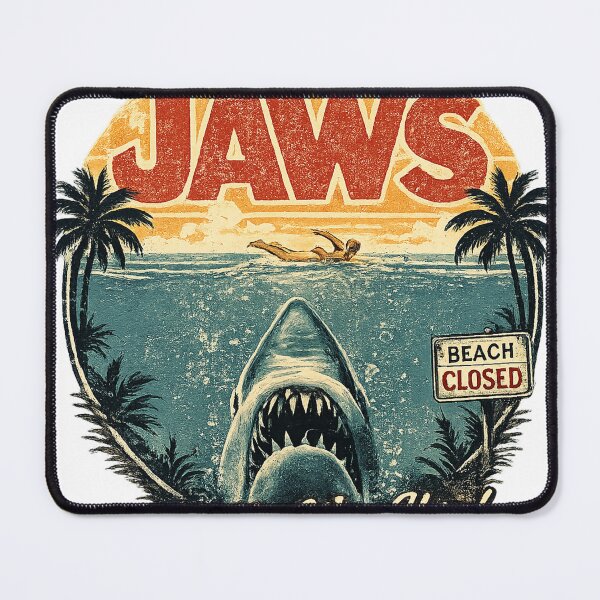 Item preview, Beach Closed | Retro Summer Shark Horror designed and sold by Moonroot Studio.