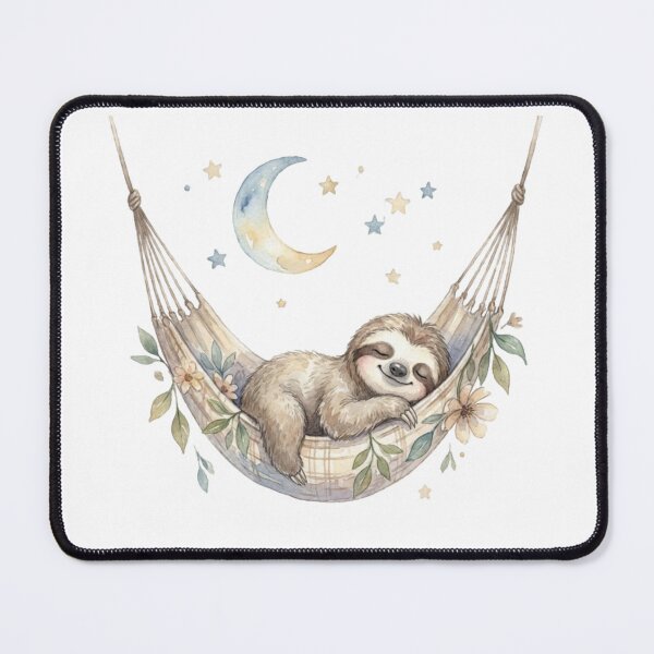 Item preview, Sleeping Sloth Floral Hammock Watercolor Illustration designed and sold by abdelski.
