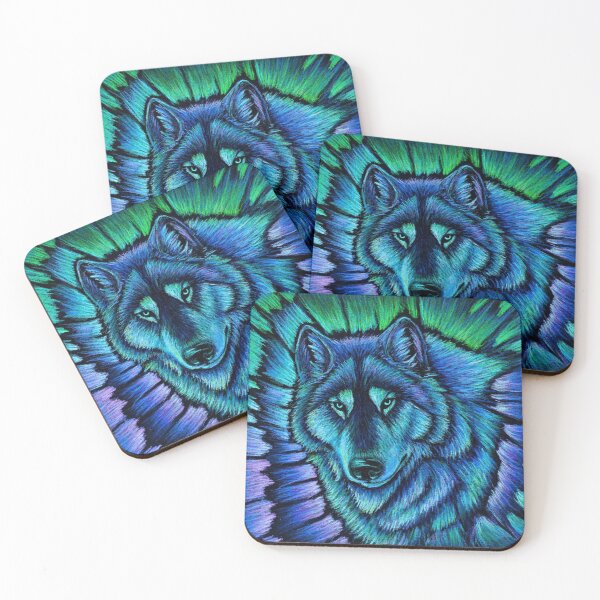 Item preview, Blue Fantasy Wolf Aurora Glowing Spirit designed and sold by Rebecca Wang.