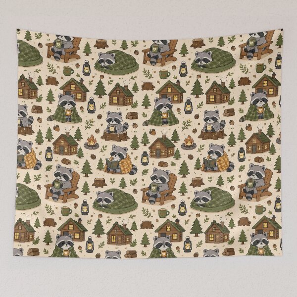 Item preview, Raccoon Cozy Cabin Pattern designed and sold by Soft Berry Studio.