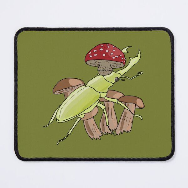 Item preview, Stag Beetle and Amanita Mushroom Illustration for Nature Lovers goblincore & cottagecore designed and sold by LeshanArt.