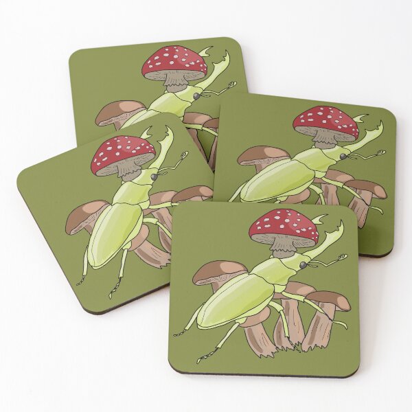 Item preview, Stag Beetle and Amanita Mushroom Illustration for Nature Lovers goblincore & cottagecore  designed and sold by LeshanArt.