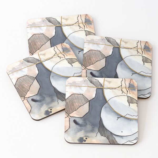 Item preview, Abstract Geometric Circle Watercolor - Modern Gold and Ink Art designed and sold by WaterColorCats1.