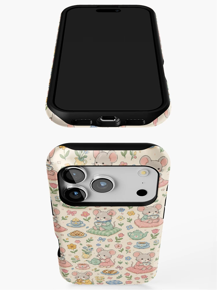 Thumbnail 3 of 4, iPhone Case, Mouse Spring Flower Tea Pattern designed and sold by Soft Berry Studio.