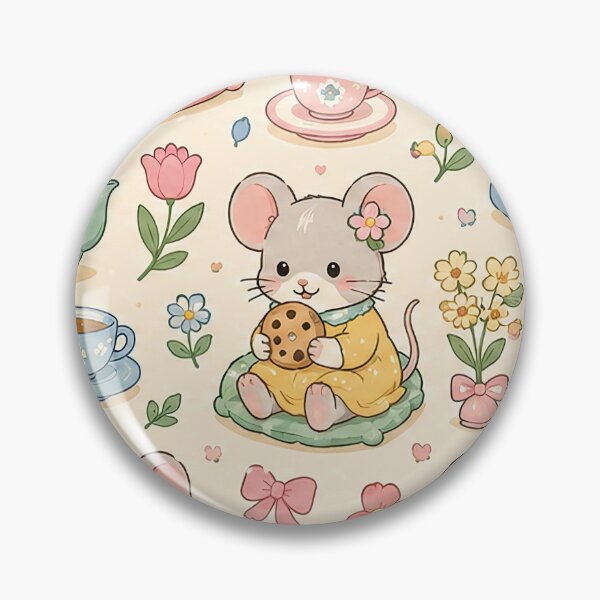 Item preview, Mouse Spring Flower Tea Pattern designed and sold by Soft Berry Studio.