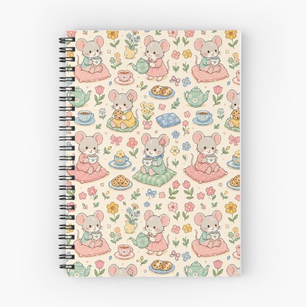 Item preview, Mouse Spring Flower Tea Pattern designed and sold by Soft Berry Studio.