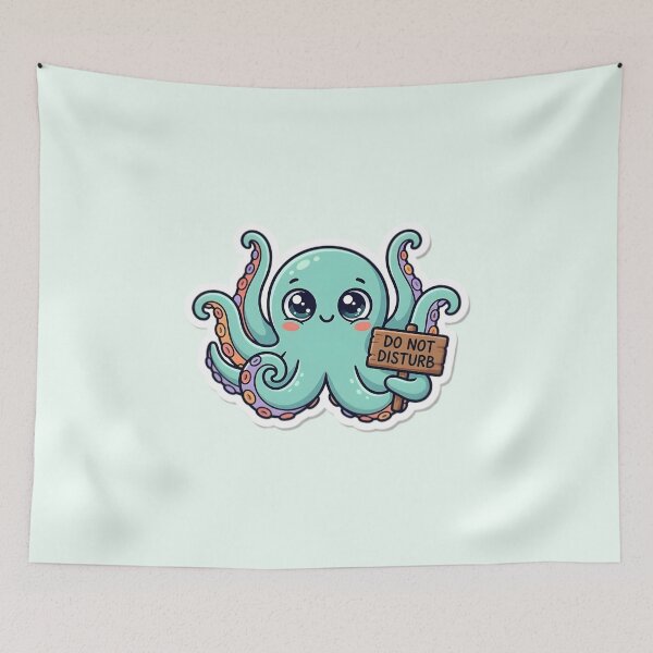Item preview, Do Not Disturb - Cute Octopus Hiding Sign Sticker designed and sold by WowDezign.