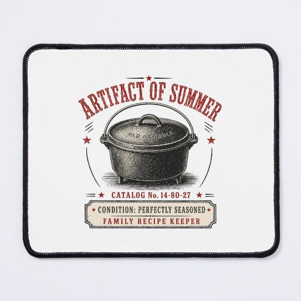 Item preview, Artifact of Summer | Vintage Cast Iron Dutch Oven | Perfectly Seasoned | Retro Engraving Graphic designed and sold by Mikoff04-arts.