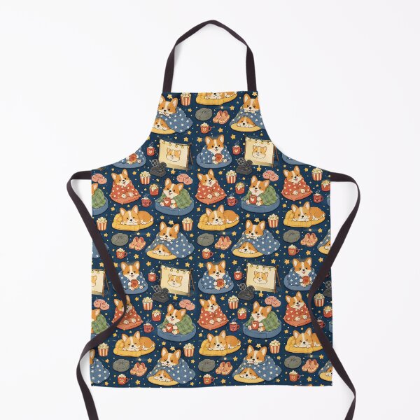 Item preview, Corgi Cozy Movie Night Pattern designed and sold by Soft Berry Studio.
