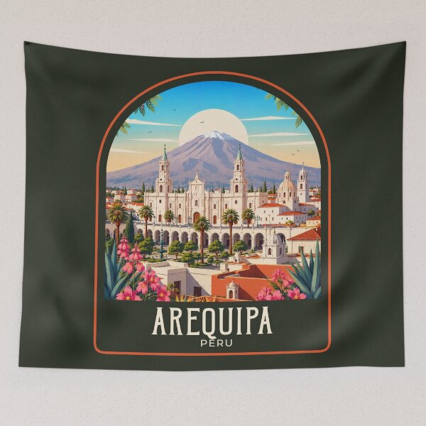 Item preview, Arequipa Vintage Travel Illustration designed and sold by HomeLivingCo.